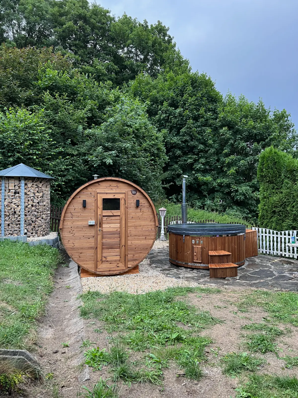 Sudová sauna s kúpacím sudom Acryl External 200 cm